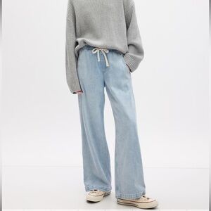 GAP high rise wide leg drawstring jeans
